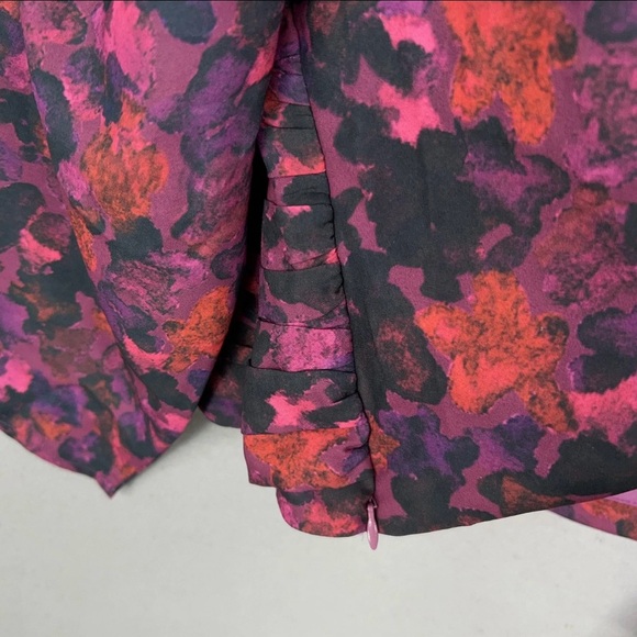 Anthropologie Samant Chauhan Blouse 2X Purple Floral Puff Square Ruched NWT - Picture 10 of 15